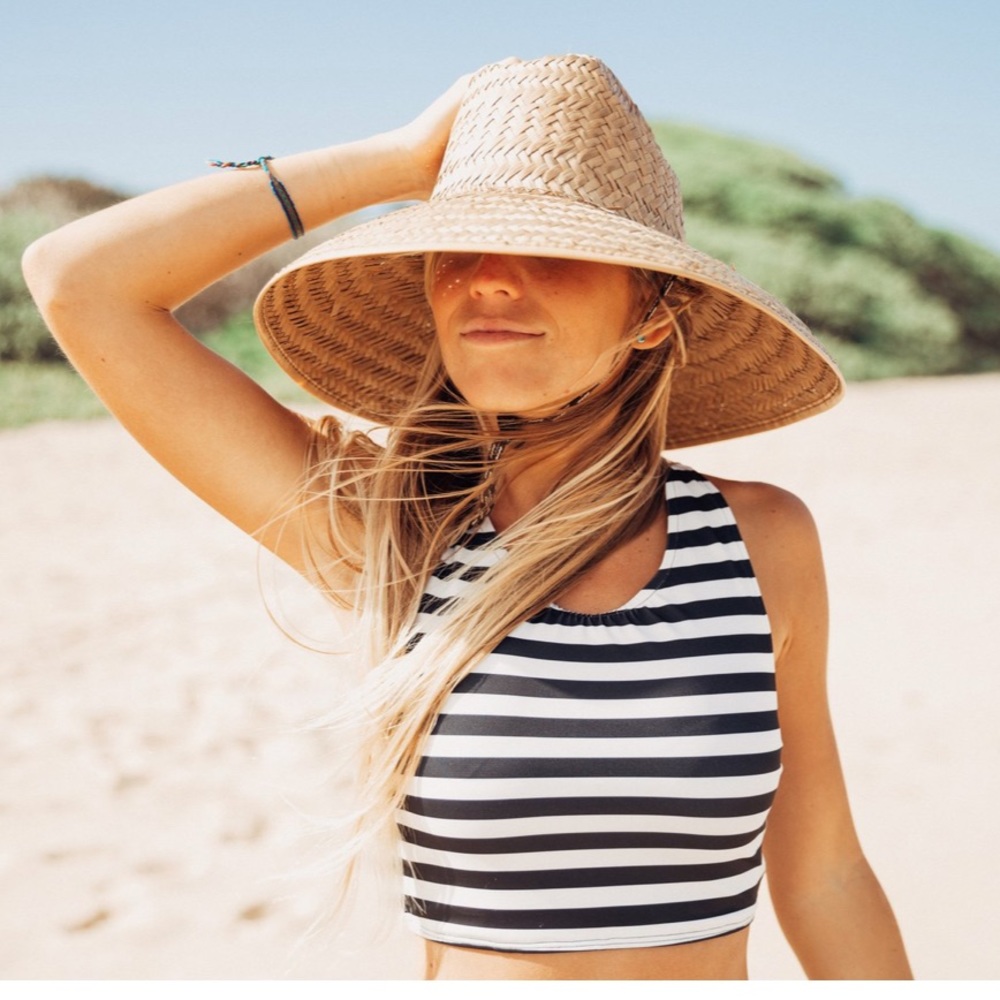 Albion black and white swim top